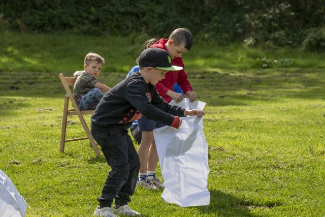 Children in sack race
