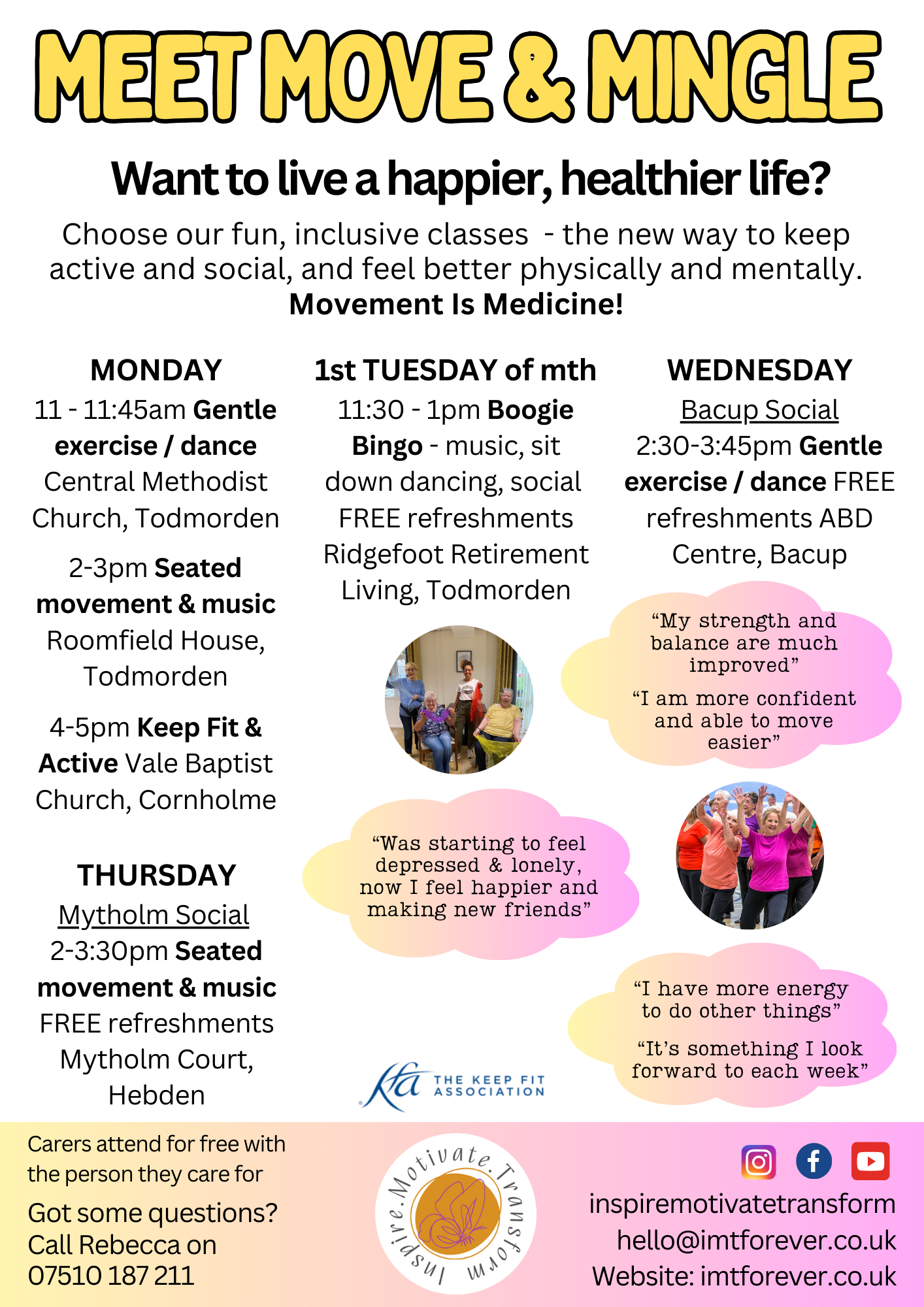 Weekly timetable of classes