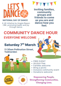 Flyer advertising Let's Dance community dance hour